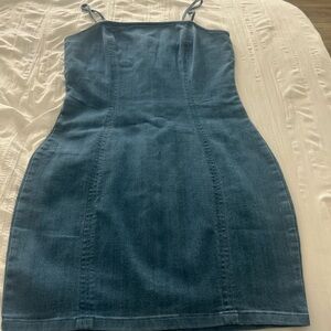Iris Denim Mini Dress with Spaghetti Straps